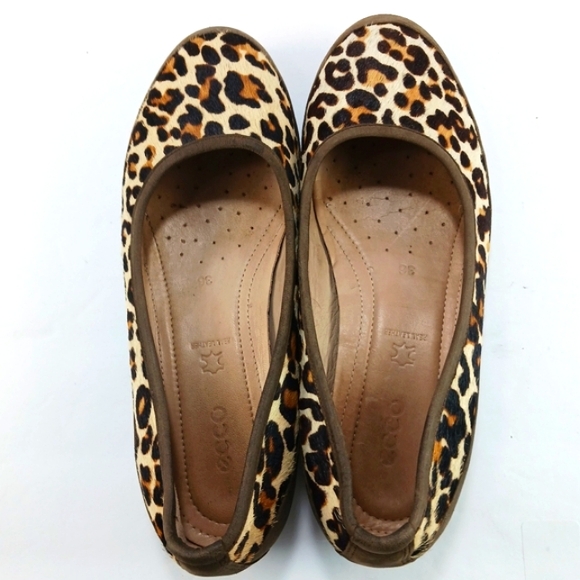 ECCO Leopard Print Ballet Flat Calf Hair Leather Insole Womans 5.5 - Picture 11 of 12